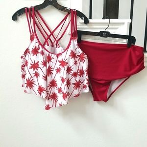 Burgundy 2 piece swimsuit